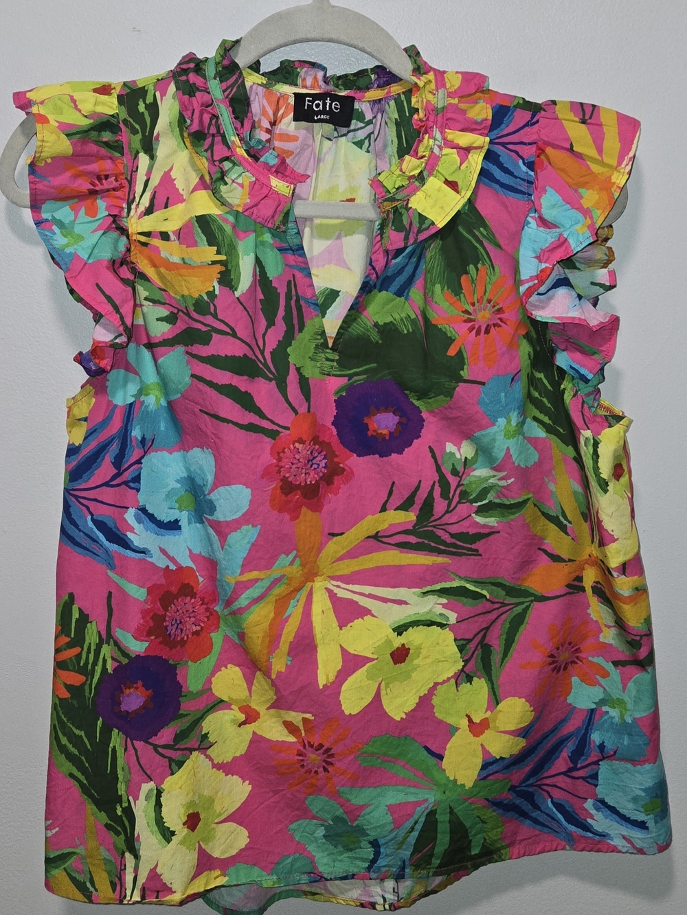 Fate Floral Ruffle Sleeve Pink Multi Boutique Top.
